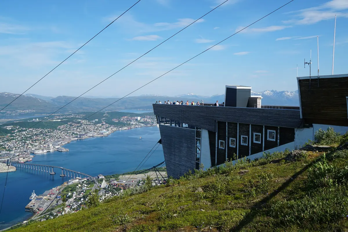 The Fjellheisen upper station with a view over Tromsø
